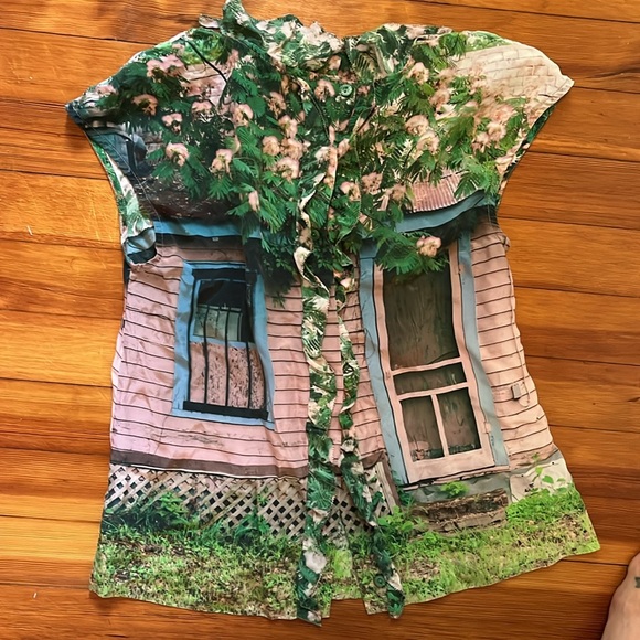 Vintage Anthro silk top. Gorgeous print - Picture 3 of 4